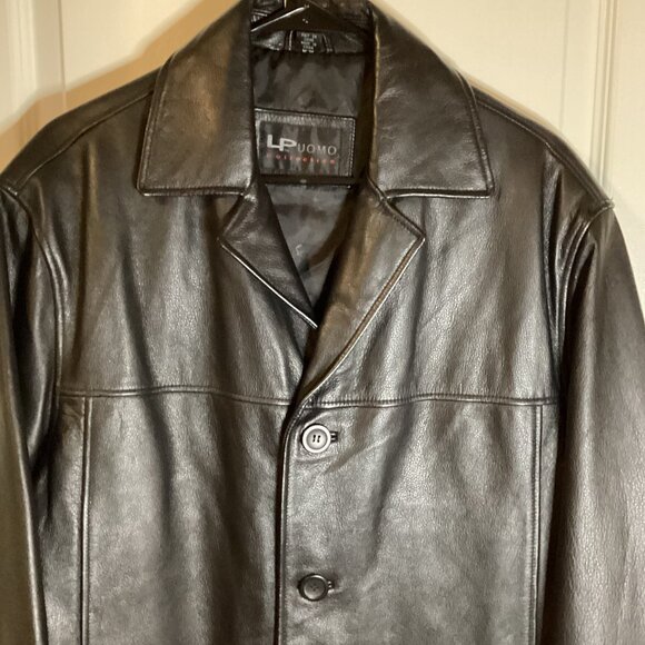 Lorenzo Uomo Collection Men's Black Leather Jacket Coat Soft Fully Lined Pockets - Picture 2 of 11